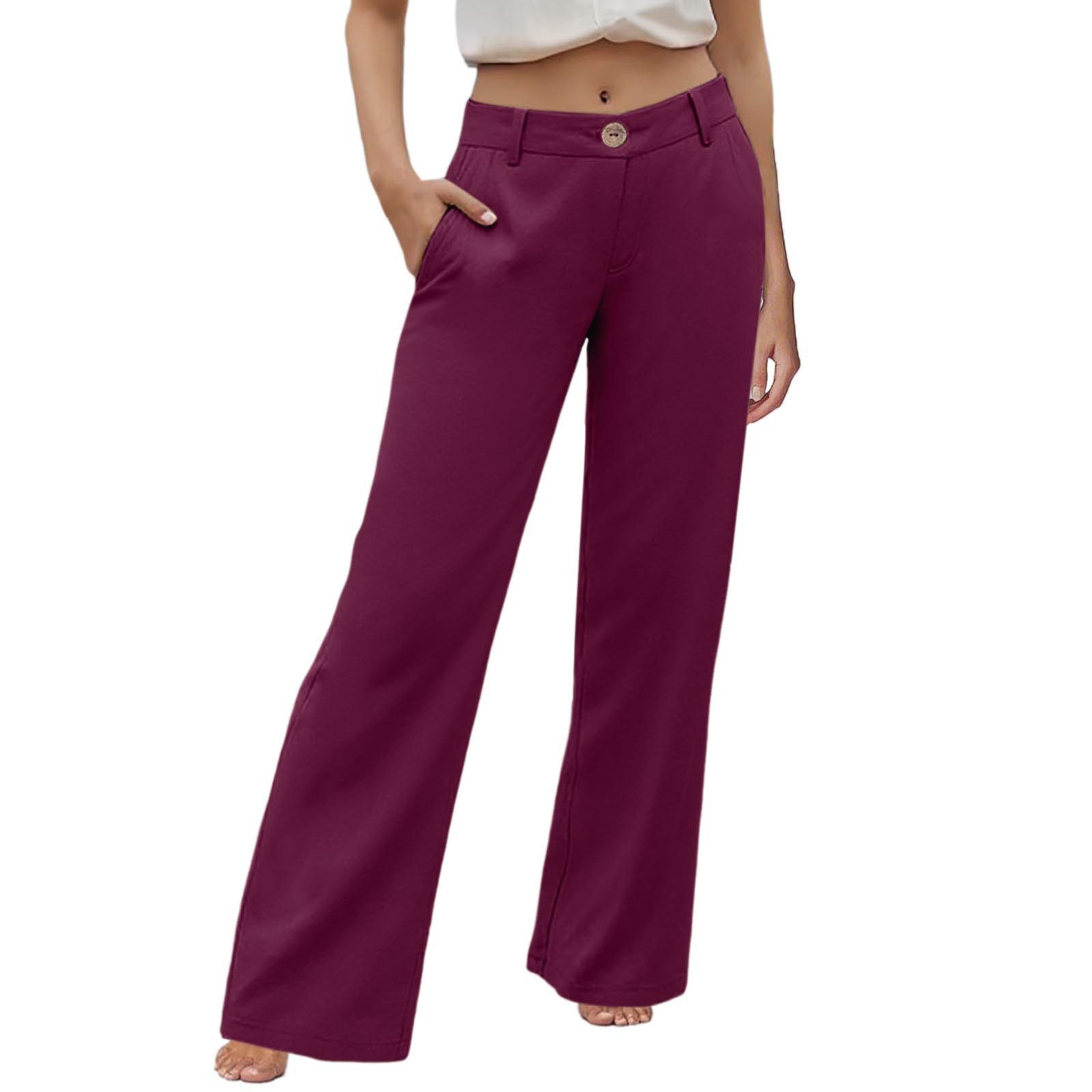 Pantalones palazzo de cintura alta para mujer - Pierna ancha, bolsillos - Informal/Mezcla de lino - Pantalones de moda - S-XXL